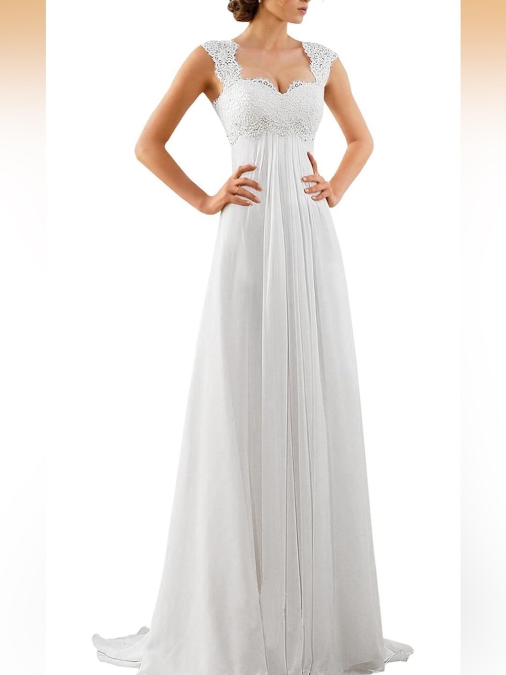Wedding Dress Sleeveless Lace Bridal Gowns 4.  1597/DC-1